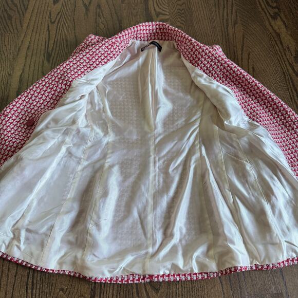 Zara Womens Tailored Double Breasted Red White Tweed Blazer Jacket Size Small - Picture 9 of 11